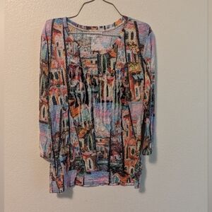 Newport By Carine Colorful Abstract Print Women's Top